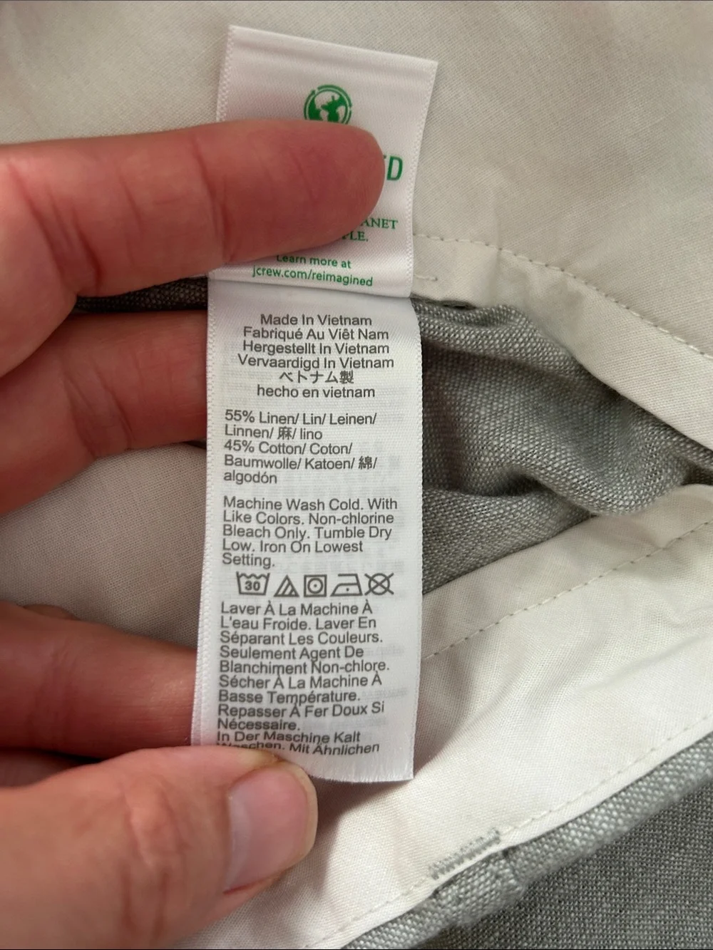J. Crew Straight Leg Linen Blend Pants Quarry Green Size 34/32 Lightweight
